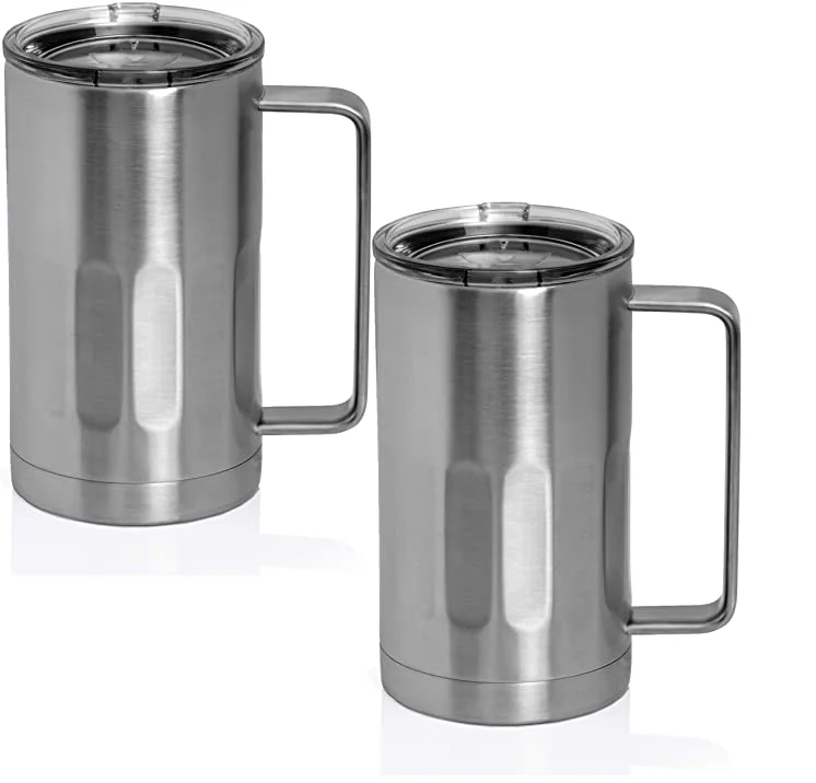 stainless steel beer mug smooth insulated  beer mug beer mug with thick handle for hot and cold
