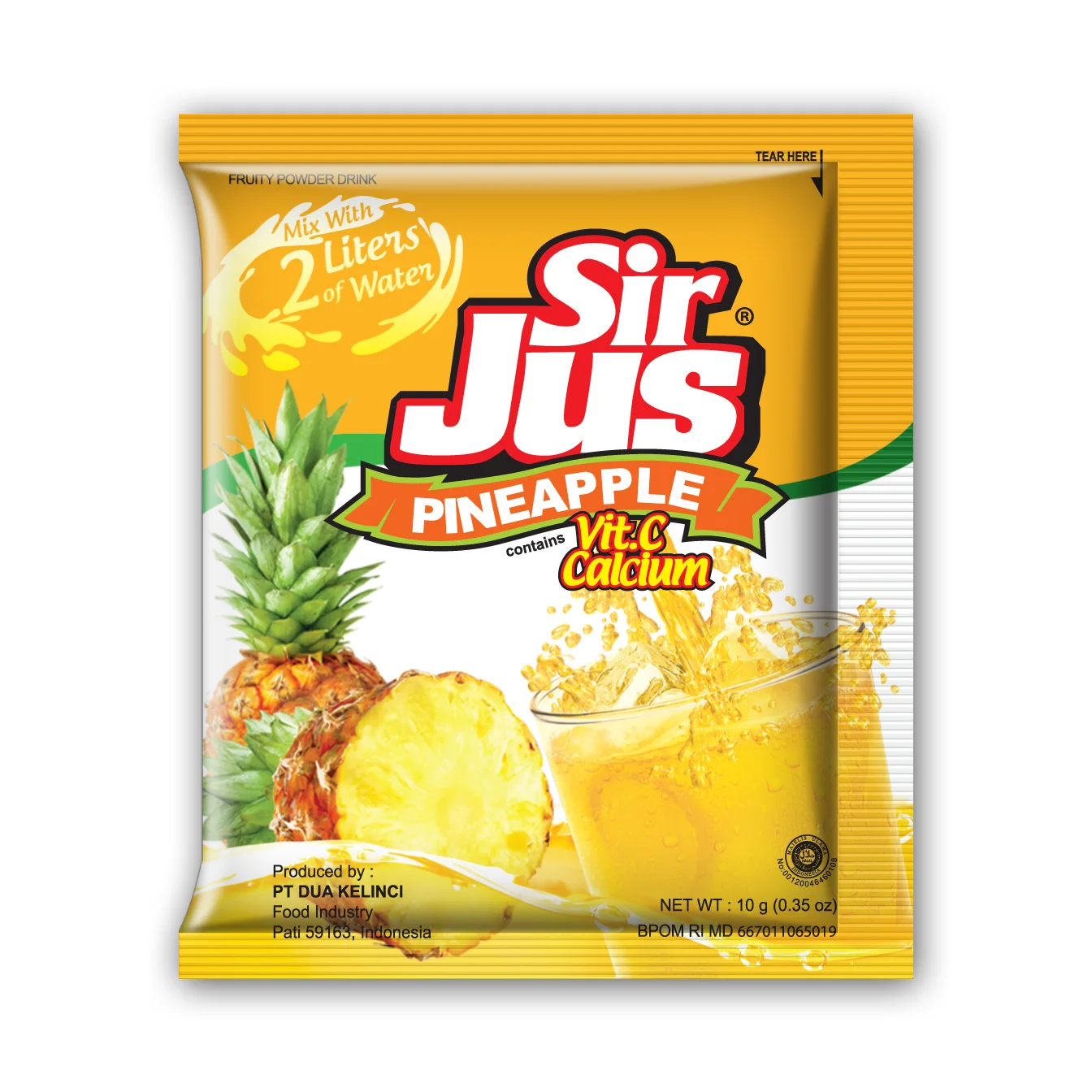 
DUA KELINCI - SIR JUS - INSTANT FRUITY POWDER DRINK PINEAPPLE FLAVOR BEVERAGES INDONESIA 10 GR 