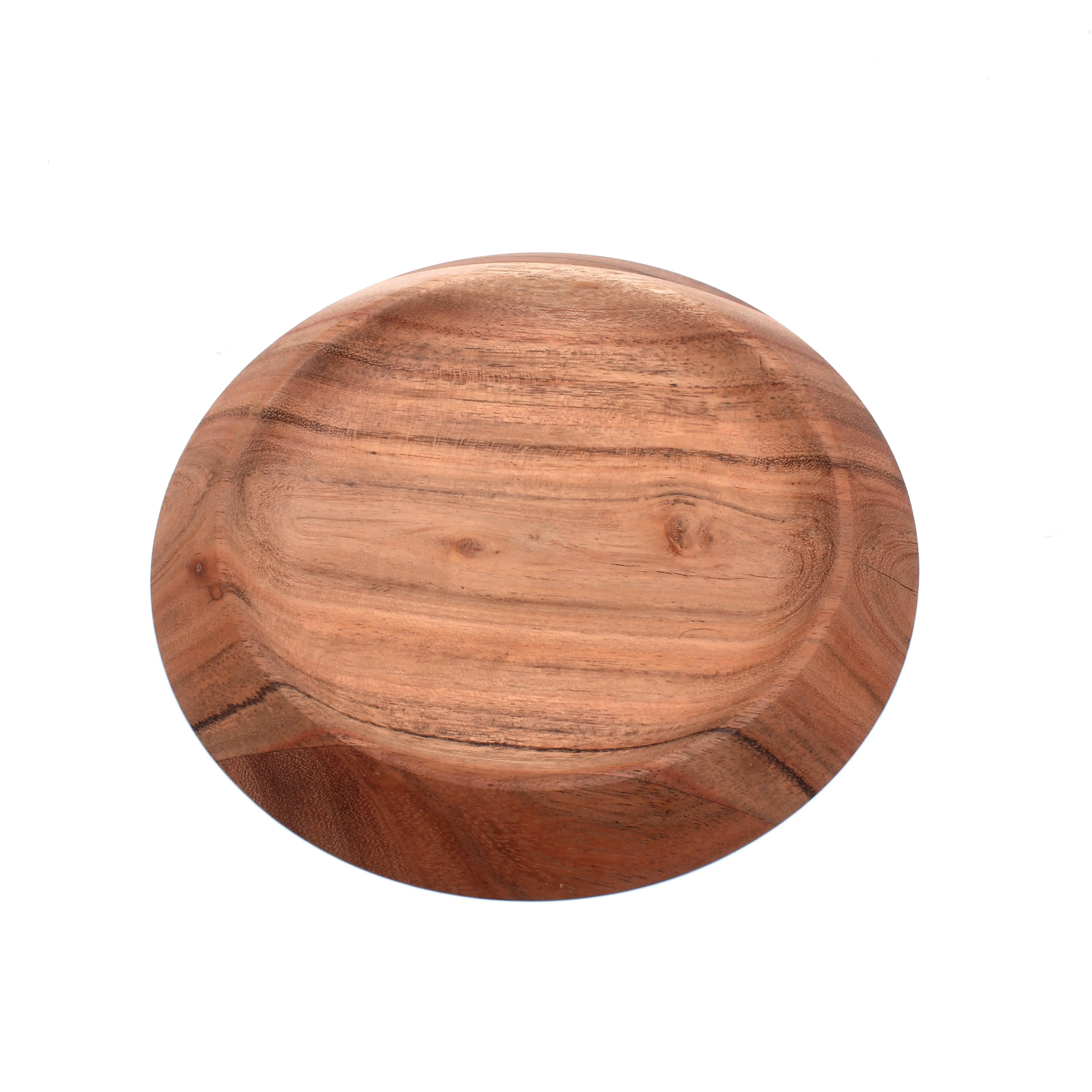 Round Wood Japanese Style Acacia Wood Serving Creative Platter Mind Happiness Multiple Use Bamboo Acacia Wooden Platter