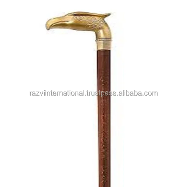 Modern Elegant Handmade Fancy Natural Wood Metal Handle Walking