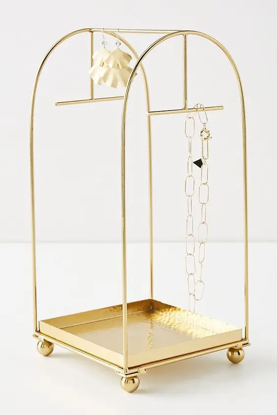 Latest Design Gold Metal Necklace Holder With Prime Quality Three Tiers Jewelry Display Stand at Affordable Prices