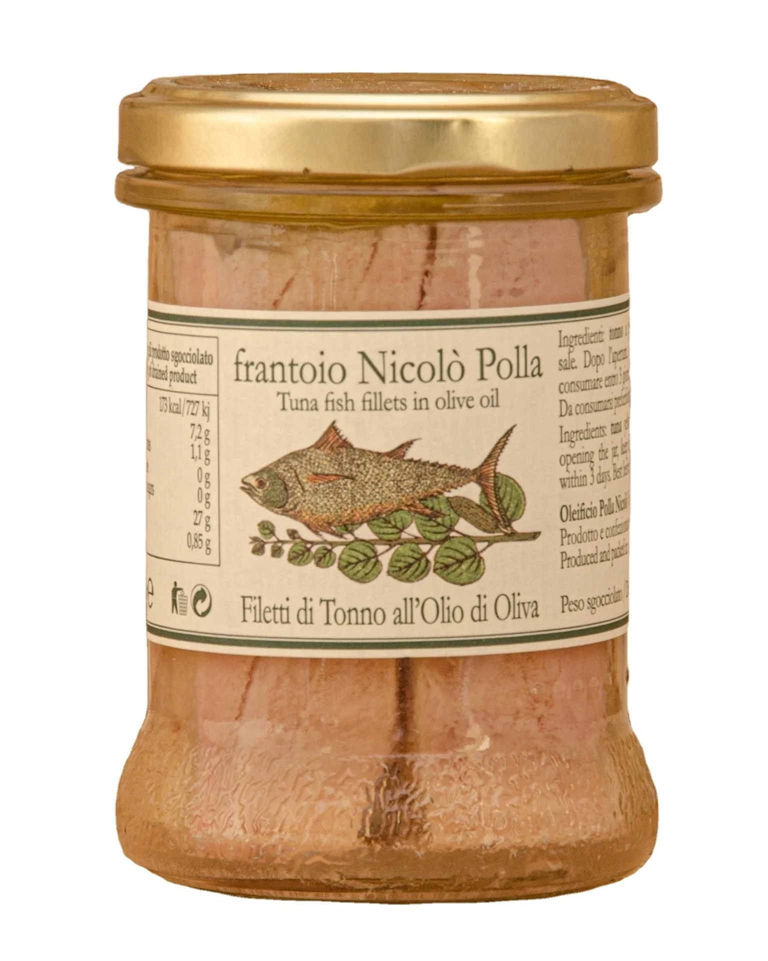 Итальянские филе ЖЕЛТОГО ТУНЦА Премиум-качества в оливковом масле 200 г от Oleificio Polla никло с 1875 года здоровые вкусные