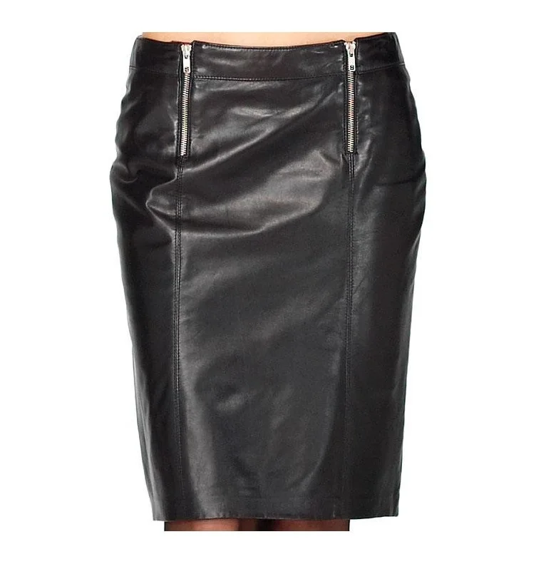 OEM Services Wholesale High Quality Ladies Custom Leather Skirts Shorts Leather Skirt