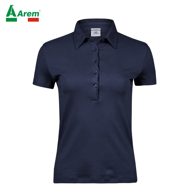 For B2B 100% Pima cotton interlock woman Poloshirt preshrunk Enzymewash best quality tailored fit reinforced shoulders worldwide