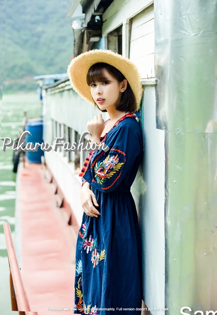  Элегантное платье с вышивкой ручной работы треугольным вырезом подходящий по стилю ремень женское кимоно пляжная Повседневная украинское