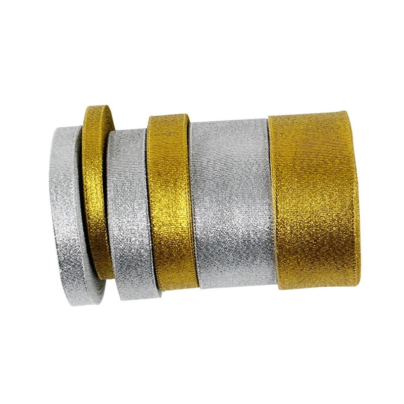 40mm 25Yards Gold Silver Pink Light Blue Red Black Glitter Metallic Ribbons for Christmas Wedding Birthday Party Gift Wrap