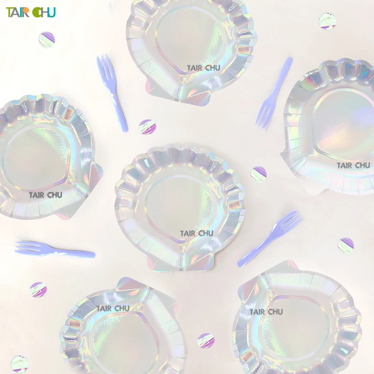 Wholesales Birthday theme Decorations Iridescent Plate Set
