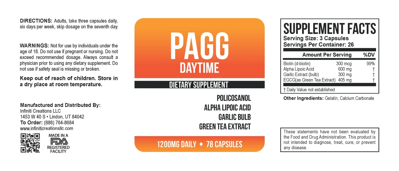 PAGG Stack 78 & 26 ct высококачественные дневные-400 мг и ночные-500 пищевые добавки желатиновые капсулы