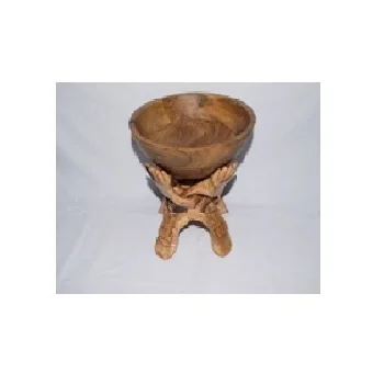 Wooden  Three Leg Cobra Bowl Stand With Bowl