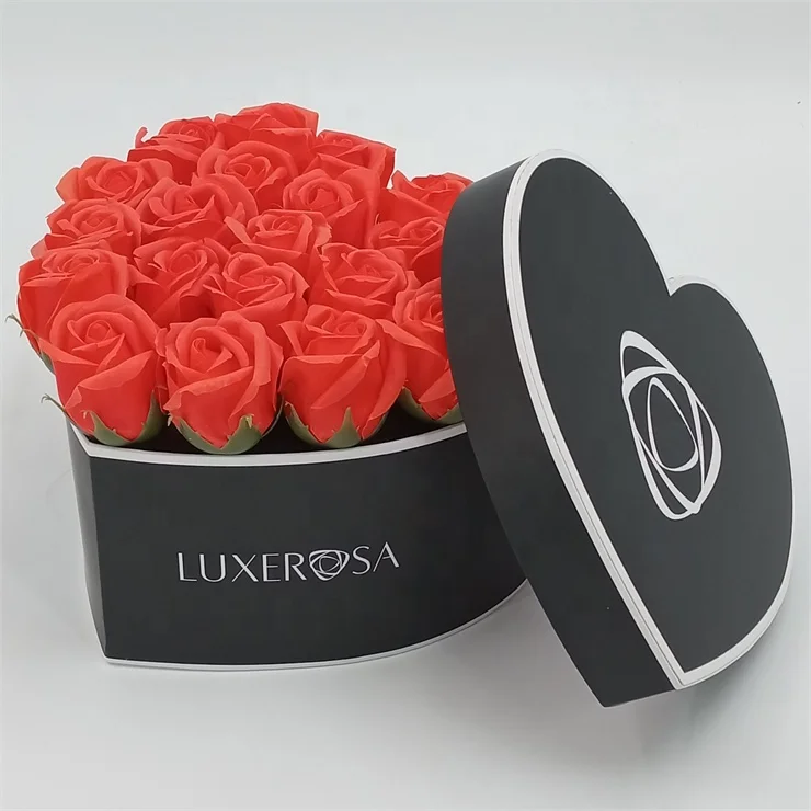 Custom Logo Fancy Heart Bouquet Box Paper Packaging Box for Flower