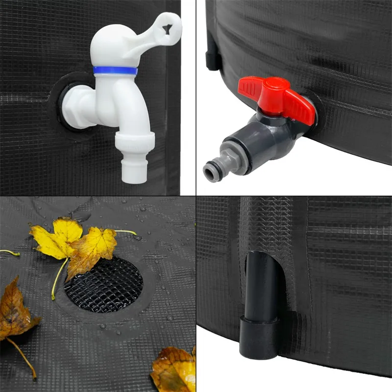 Permanent  Black Collapsible 100 gallon Small Garden Rain Barrel Water Tank