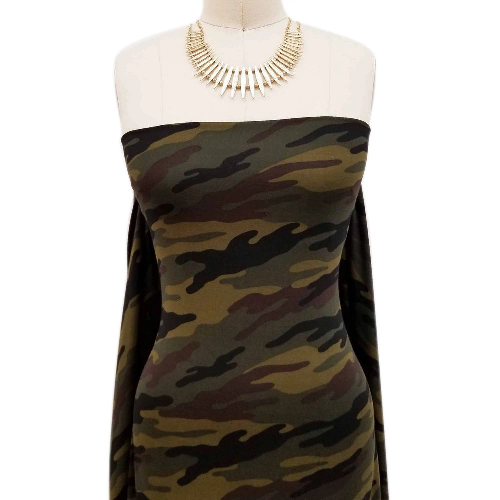 Grey Red Camouflage Pattern Printed on Double-Sided Brushed DTY Fabric for Wholesale - Style P-197-668