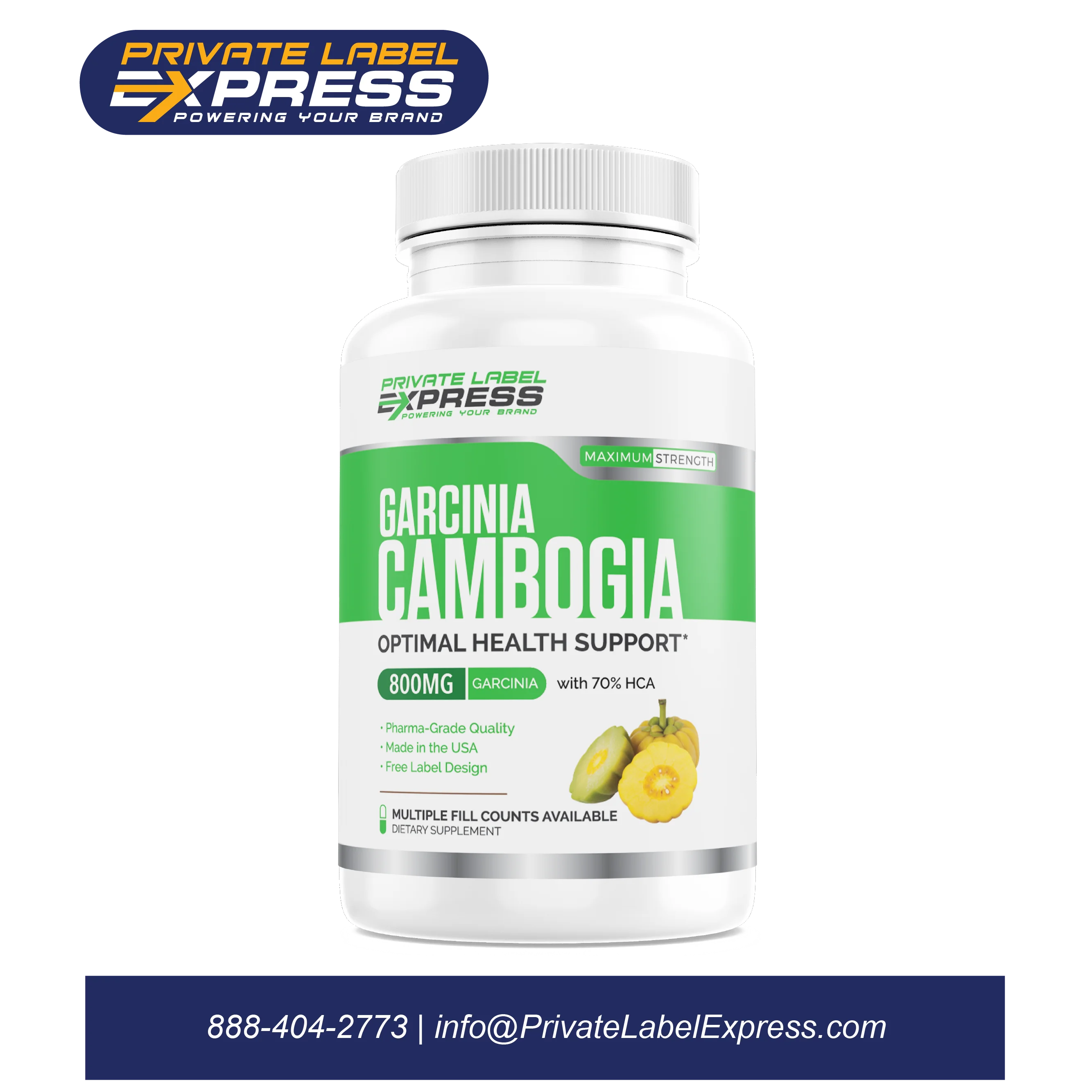 
Garcinia Cambogia 800 mg 70% HCA, 60 ct - Vegetarian Capsules 