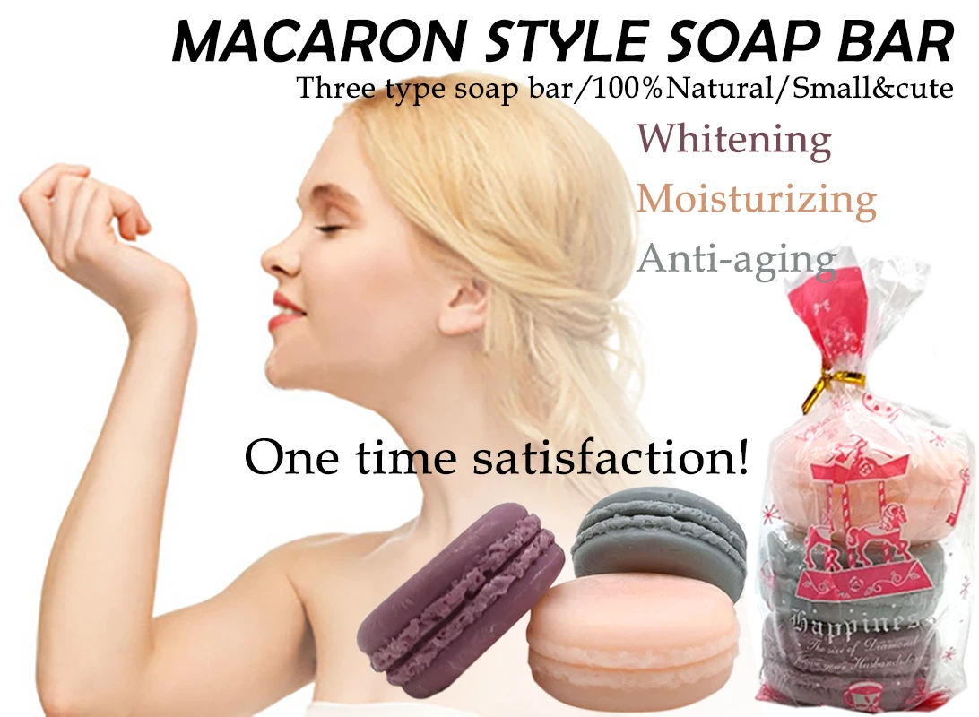 Macaron style cute natural handmade mini whitening bar soap set hotel