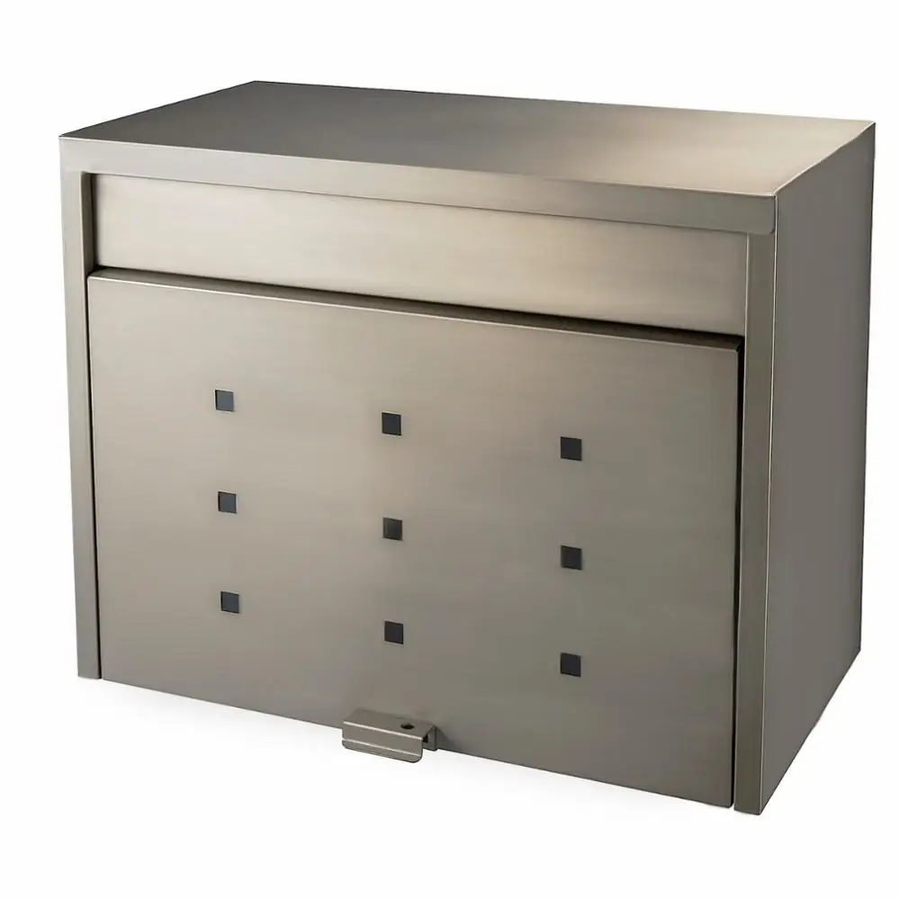 Titan Grey Outdoor Jumbo Mailbox Modern Design Bronze Steel Made High Capacity Weatherproof Office