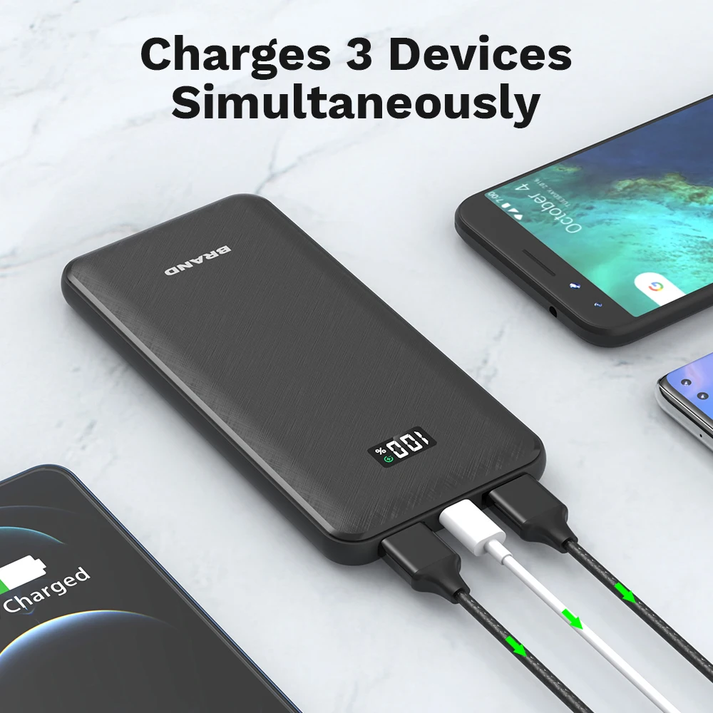  Заводская дешевая цена двойной 20 Вт USB быстрая зарядка CE FCC RoHS Powerbank 3A выход 5 в 9 12 В цифровой считывающий внешний аккумулятор 10000