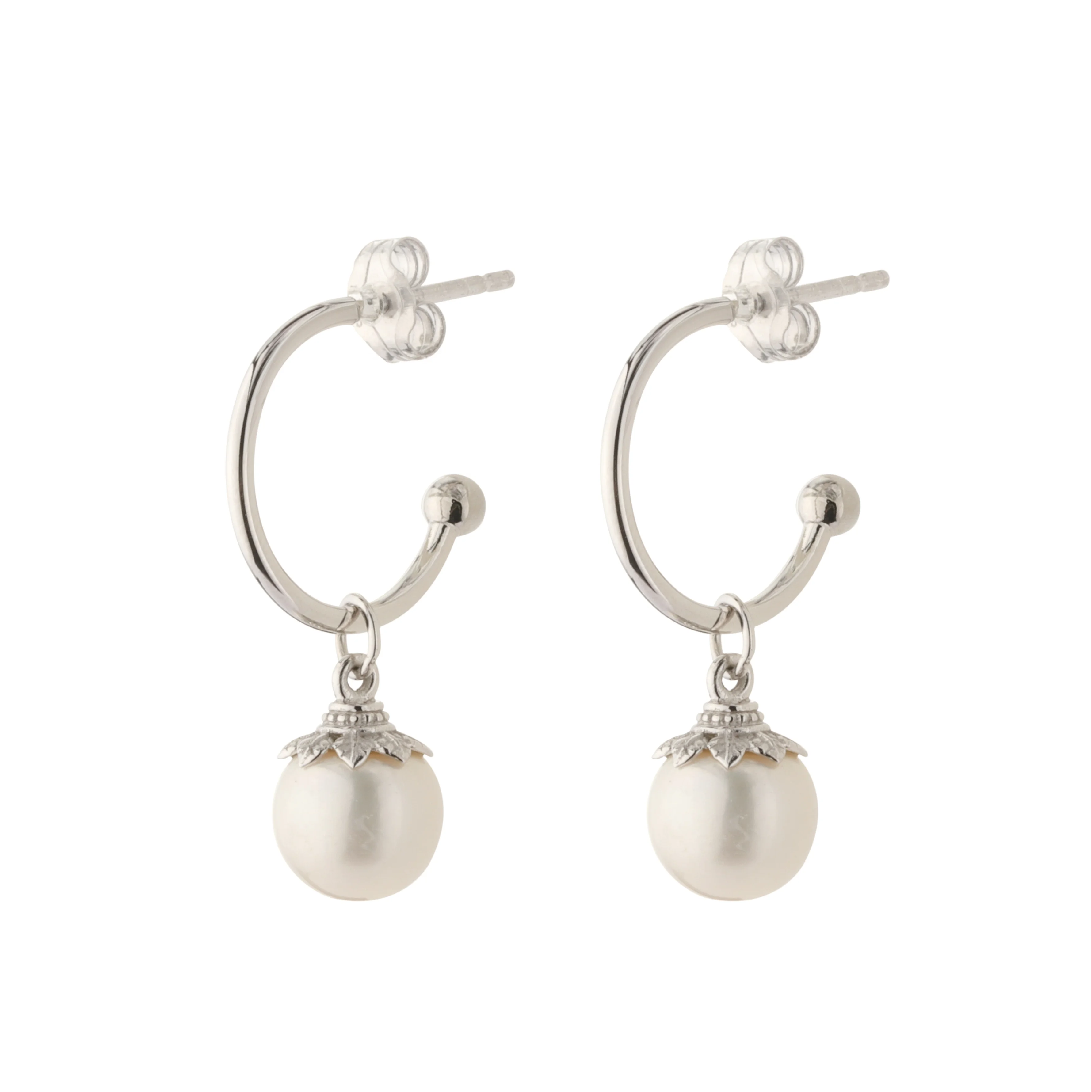 925 Sterling silver earrings silver jewelry natural white freshwater pearls hoop earrings women
