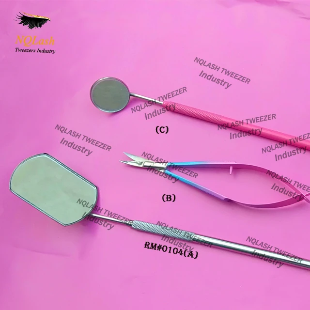 
Perfect View Large Rectangular Plasma Gold Color Eyelash Mirror / Eyelash Extension Mirror NQLASH Tweezers 