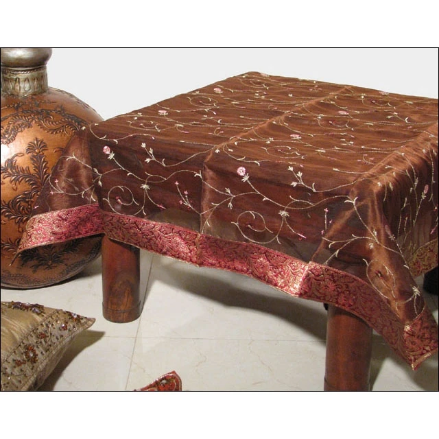 New Style Indian Vintage Hand Embroidered Tissue Fabric Table Cover,Home Decorative Table Cloth