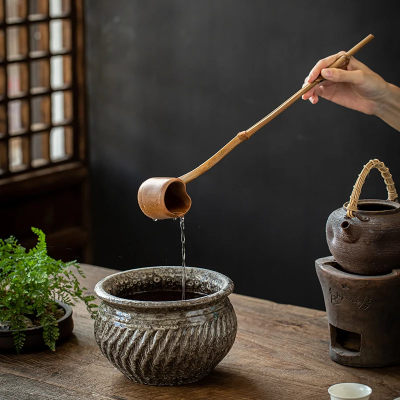 Chinese-style Retro Natural Bamboo Root Water Ladle Bamboo Whip Scoop Long-handled Scooping Home Wine Spoon