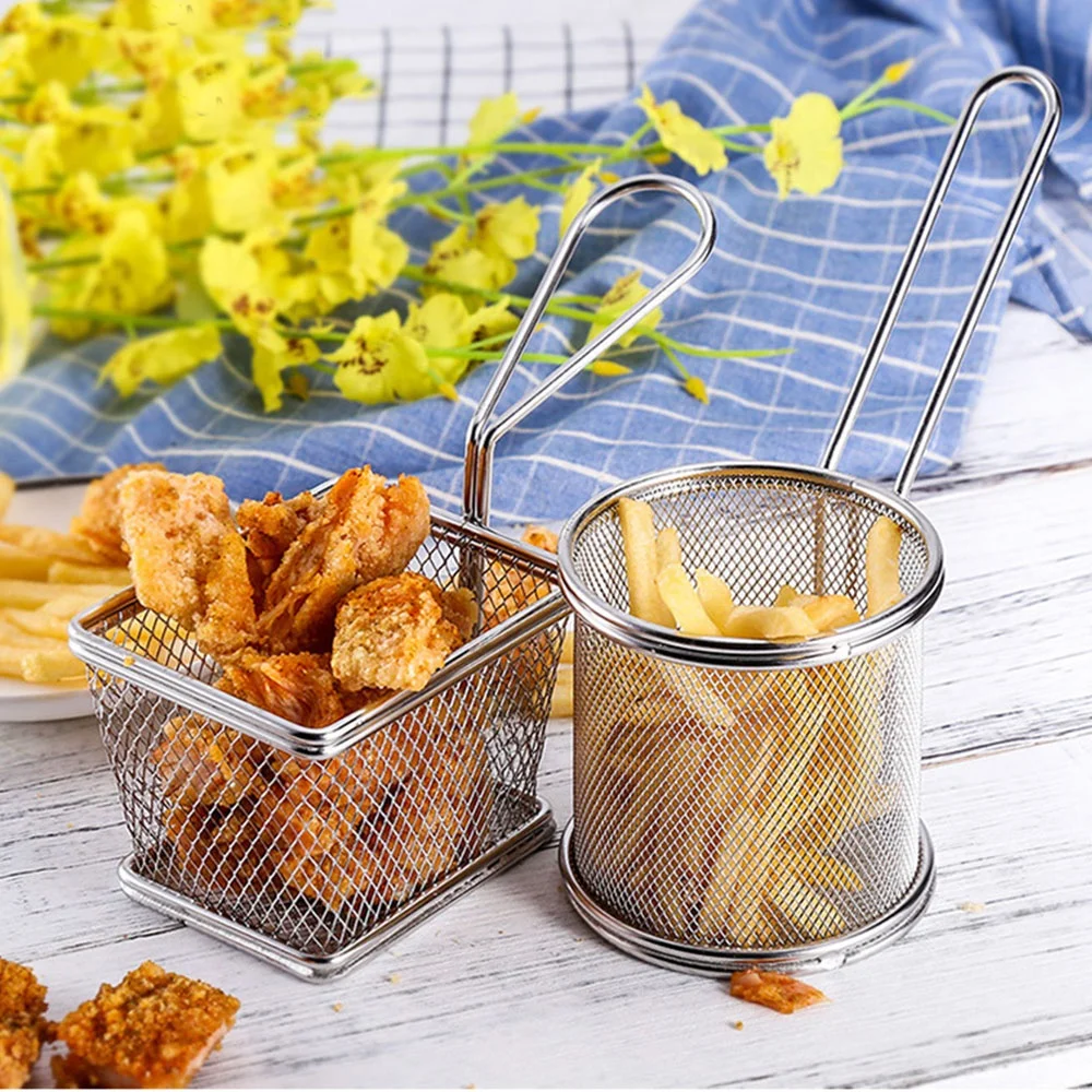 Кухонный инструмент, сетка из нержавеющей стали, воздушная фритюрница, сетка для быстрого питания, сервировочное сито, корзина для картофельных чипсов, бумажный конус, мини-корзина для фри