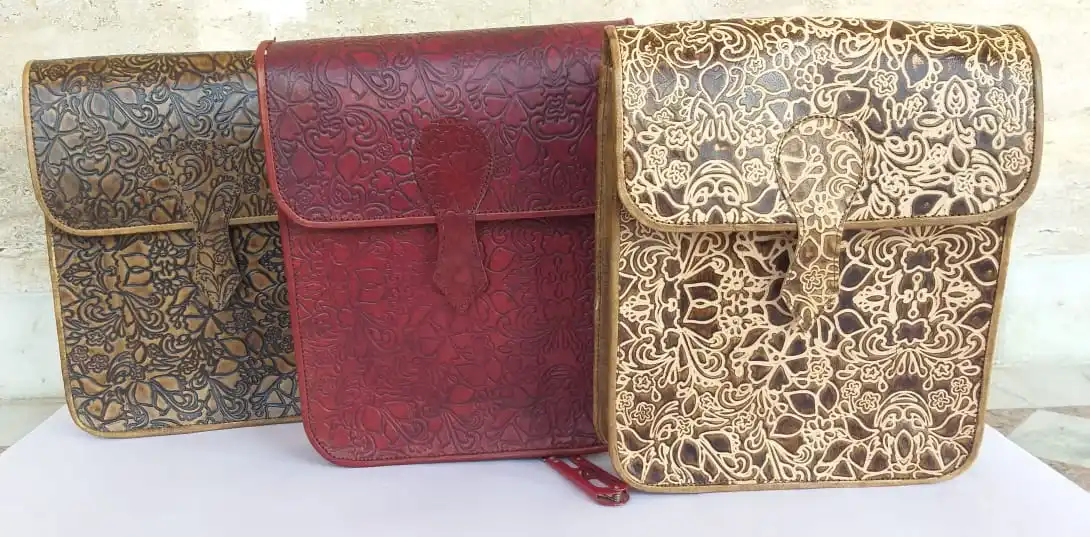 Fashion vintage style handmade leather slings bags crossbody bags with stone work designer handmade ladies bags