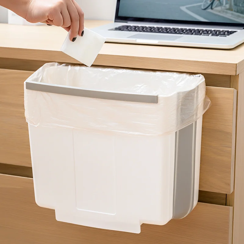 
Hanging Folding Collapsible Wall-Mounted Trash Can For Kitchen Cabinet Door 