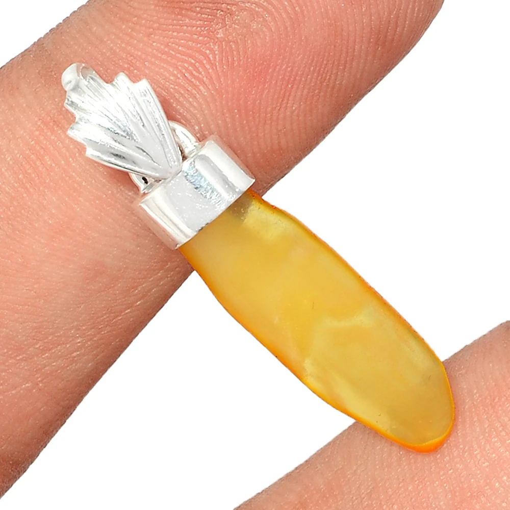 925 Подвеска из драгоценного камня в индивидуальном стиле однотонные желтые балтийские янтарные Женские Подвески большого размера от индийского дилера