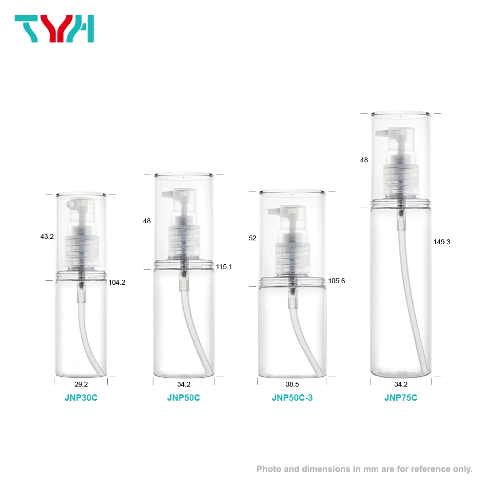 30ml 50ml 100ml 120ml 150ml 200ml PETG Round Cosmetic Bottle in Single Wall with PMMA ABS Round Cap | PP Pump (JNPC Series)