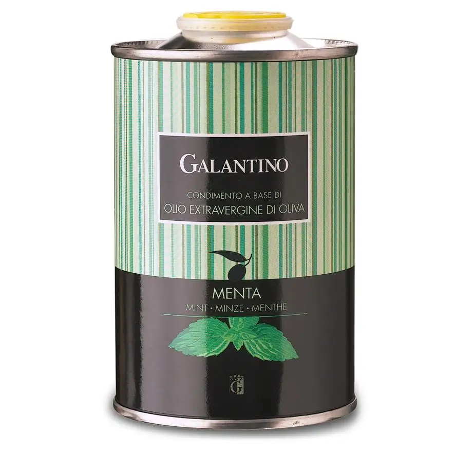 Natural Flavored Extra Virgin Olive Oil  And Mint Tin 250 Galantino for dressing and cooking 250ml Italy