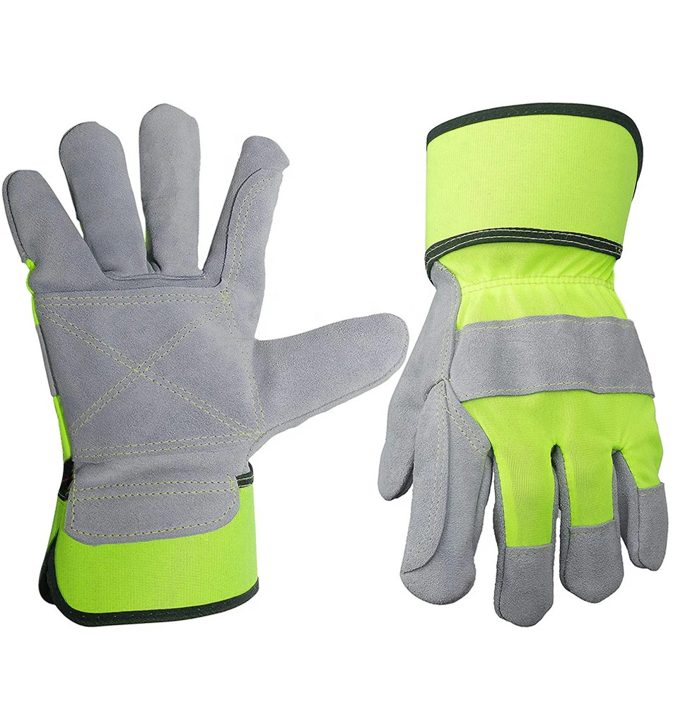 Зимние Рабочие перчатки из коровьей спилковой кожи защитные с резиновыми манжетами промышленная безопасность