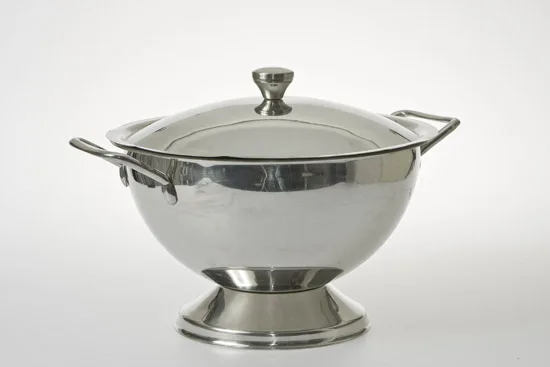 Stainless Steel Metal Serving Bowl Soup Tureen Pot With