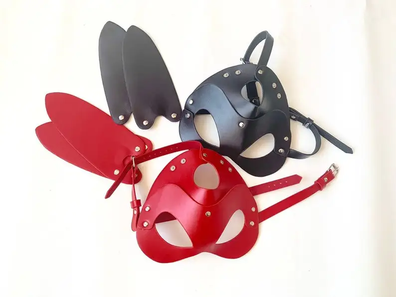 Porn Fetish Head Mask Whip BDSM Bondage Restraints   Leather  Halloween Mask