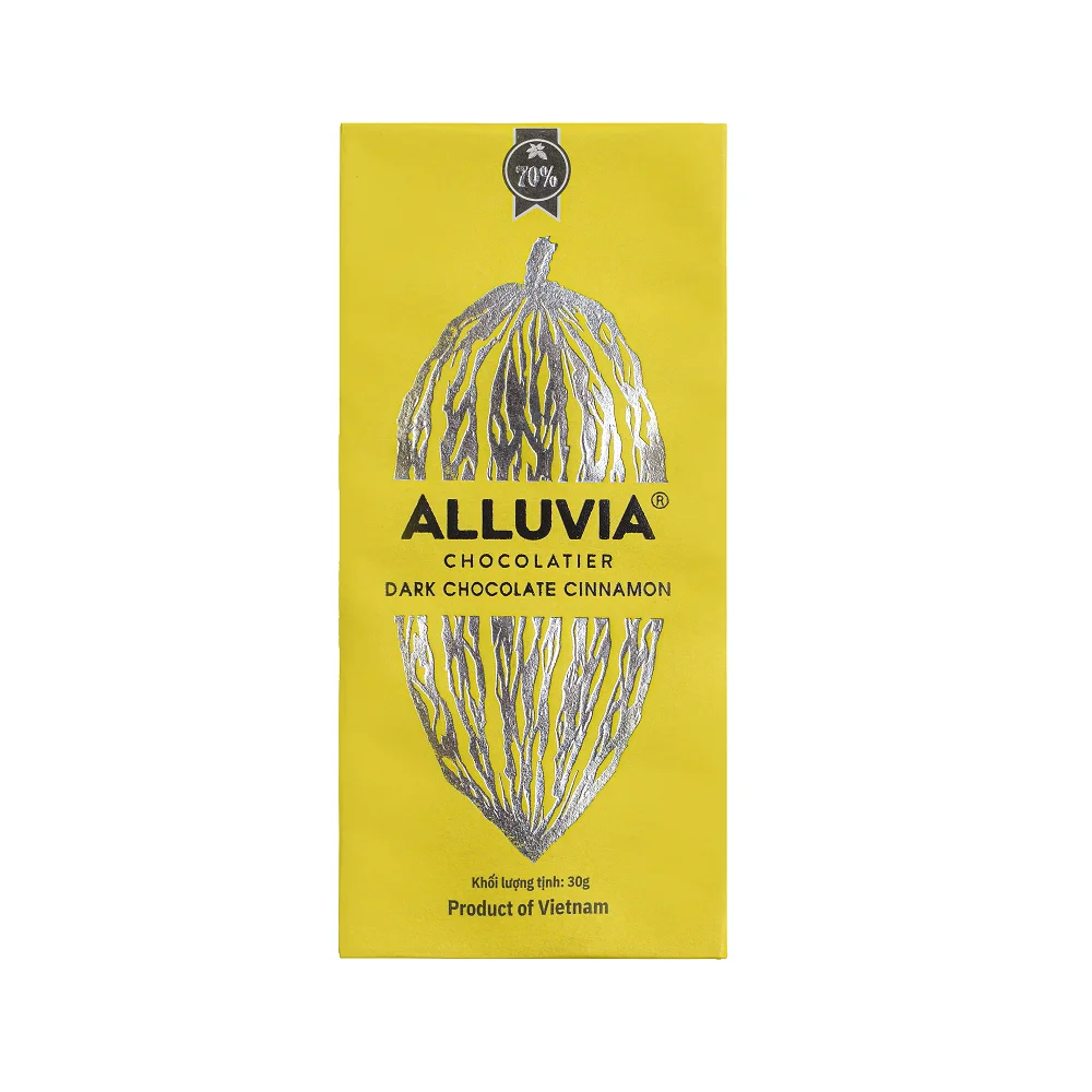 Small size artisan single origin 70% cacao Bittersweet Chocolate bar with Cinnamon flavor from the Mekong Delta Vietnam
