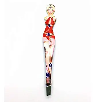 Printed Tweezers Lady Shape Professional Slant Tip Brow Clip Hair Removal Tweezers