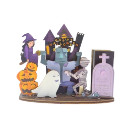 Cute Halloween Spooky Wooden Decorations Assembly High Quality Pen Holder Decoration for Halloween