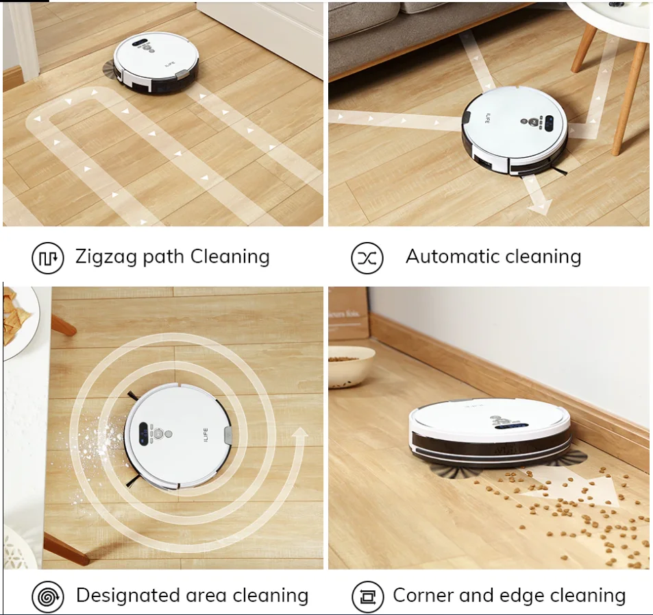 ILIFE V8 Plus Vacuum Mop 1000Pa 750ml Large Dustbin Electronic Wall Wi-Fi Connected Home Appliances Robot Vacuum Cleaner Mop