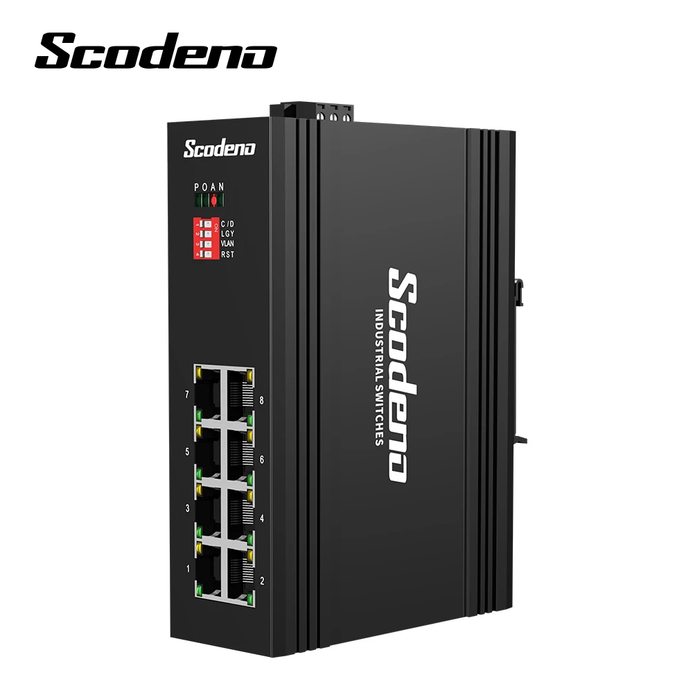  Scodeno 8 портов волокна poe коммутатор Gigabit Ethernet 802 3 af на