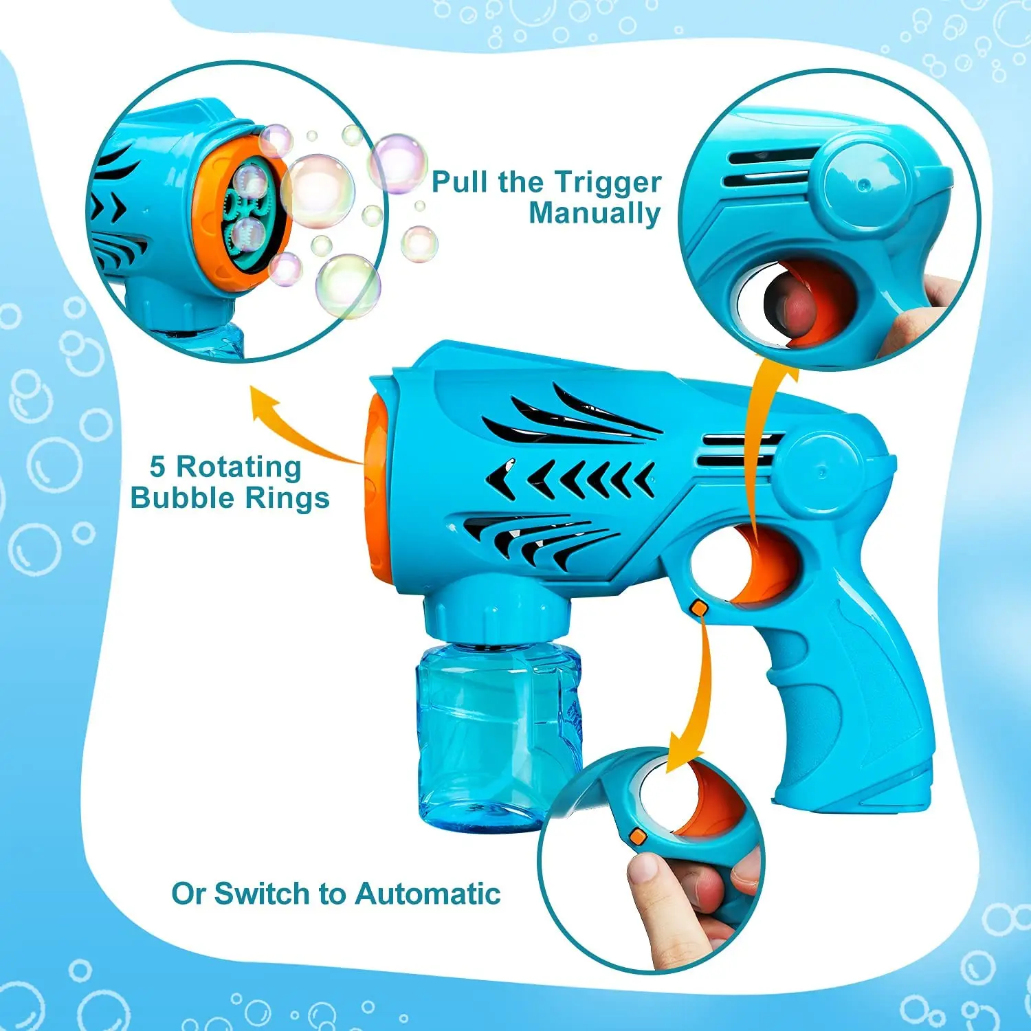 Bubble Guns for Kids Outdoor with Bubble Refill Solution Automatic Bubble  Blower for Kids