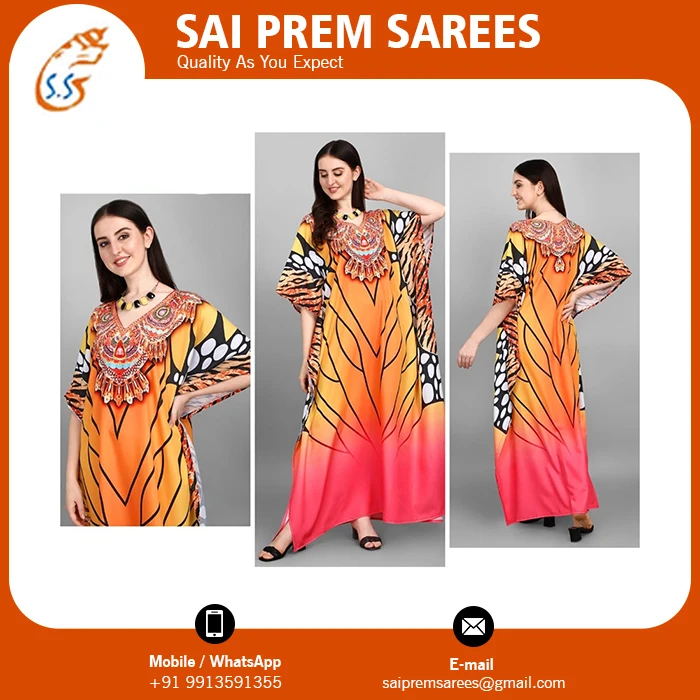 New Arrival Best Selling Kaftan With Digital Printing Women Muslim Moroccan Kaftan With Beautiful