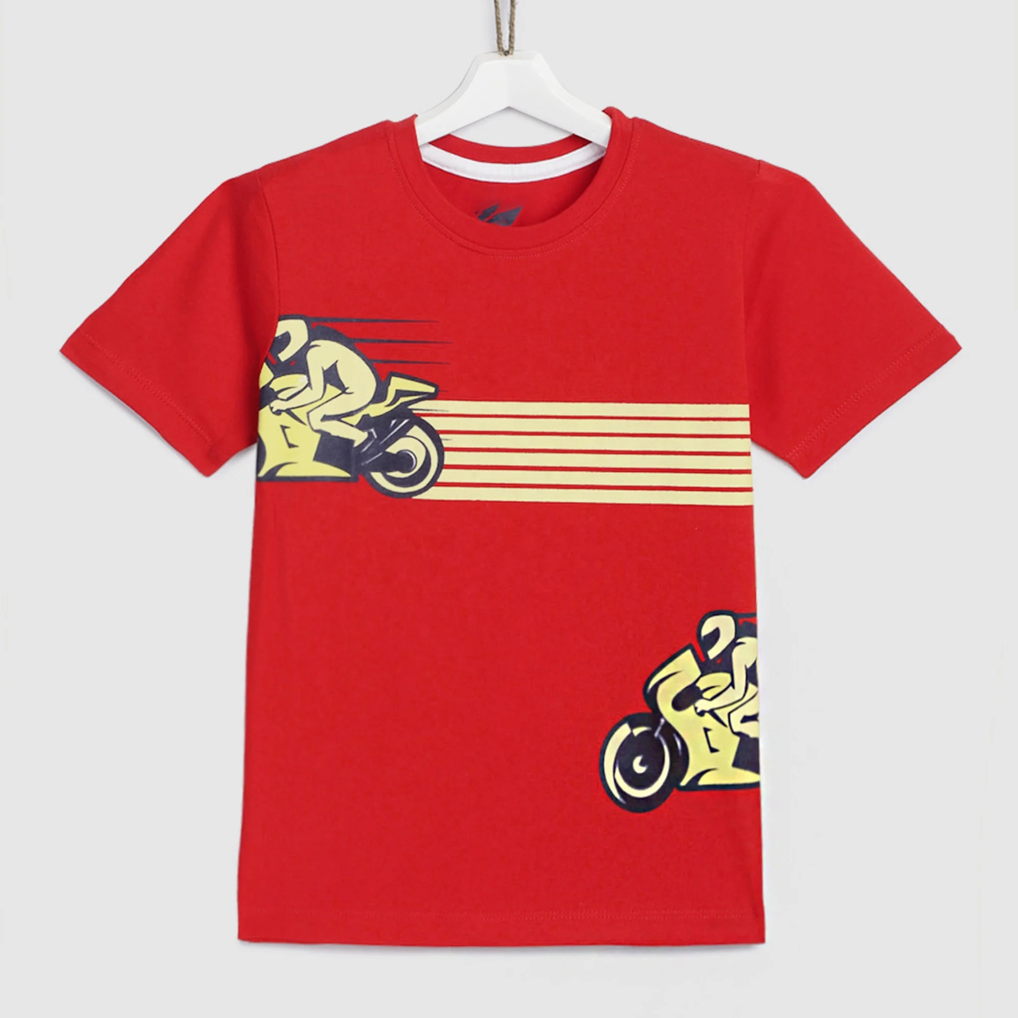 Unisex Bangladeshi Brand Customized T-Shirt Yellow Striped Cotton Crew Neck Tops with Print Casual Style for Boys and Girls