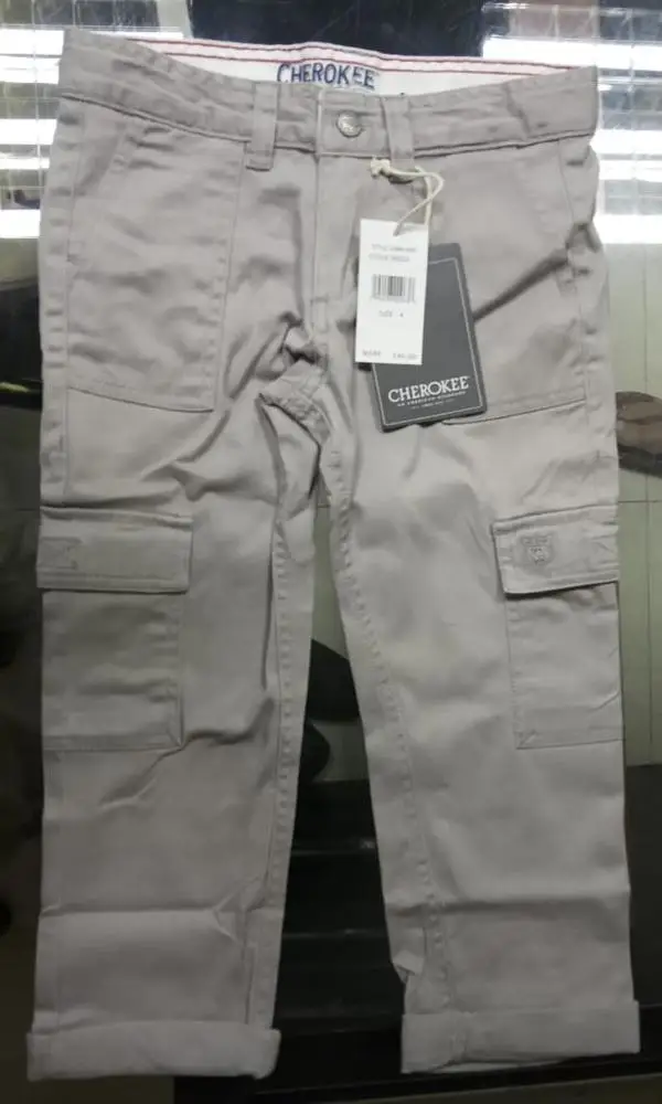 Leftover,Overrun Apparels Brand Labels Teenager Boys Kids Chino Cargo Pant Casual Cotton Multi Pocket Trouser Bangladesh Stock