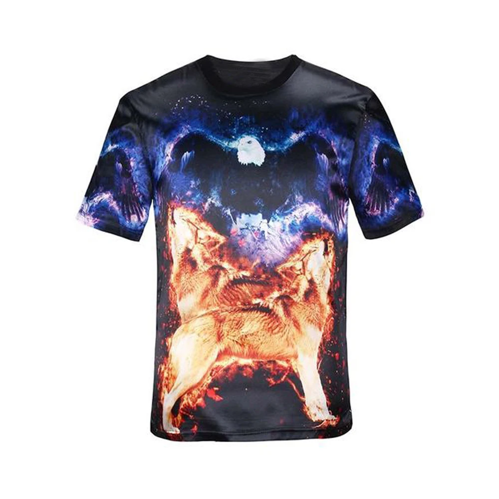  Оптовая продажа Мужская хлопковая футболка с принтом сублимационной печатью на заказ