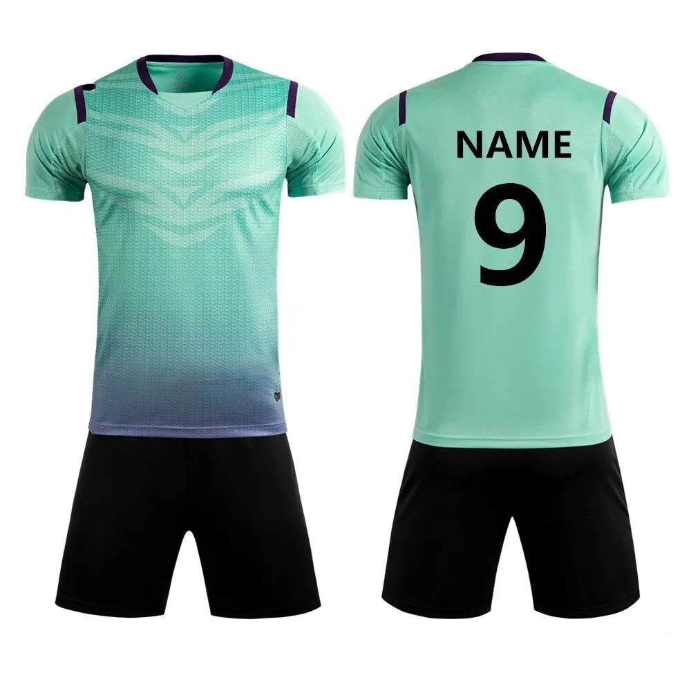 2020 New Football Kits Adult Soccer Sets Jersey Uniforms Men Football Training Uniforms Black Polyester Sports Wear Short Sleeve