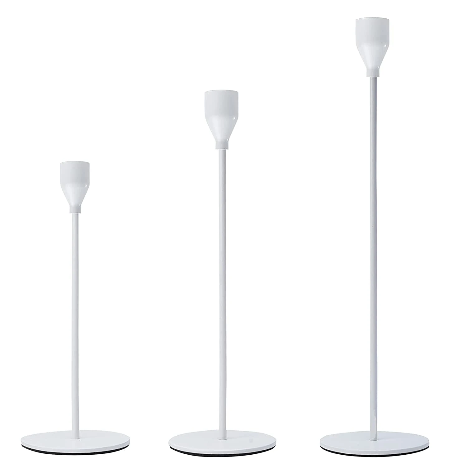 Metal Tall Candlestick Taper White Rose Gold Matt Black Candle Holders Decorative For Wedding