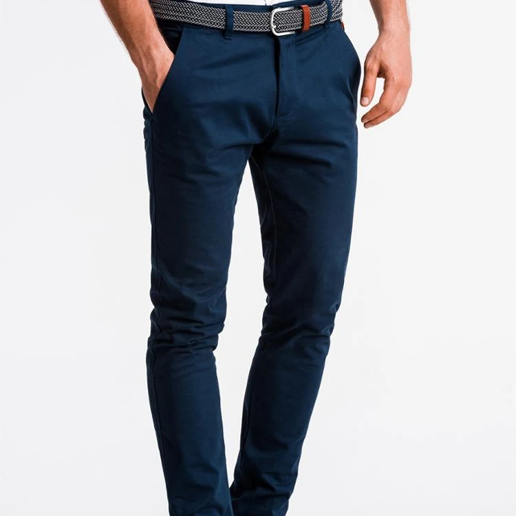 Брюки мужские облегающие, брюки-Чино, мужские брюки-светло-темно-синие