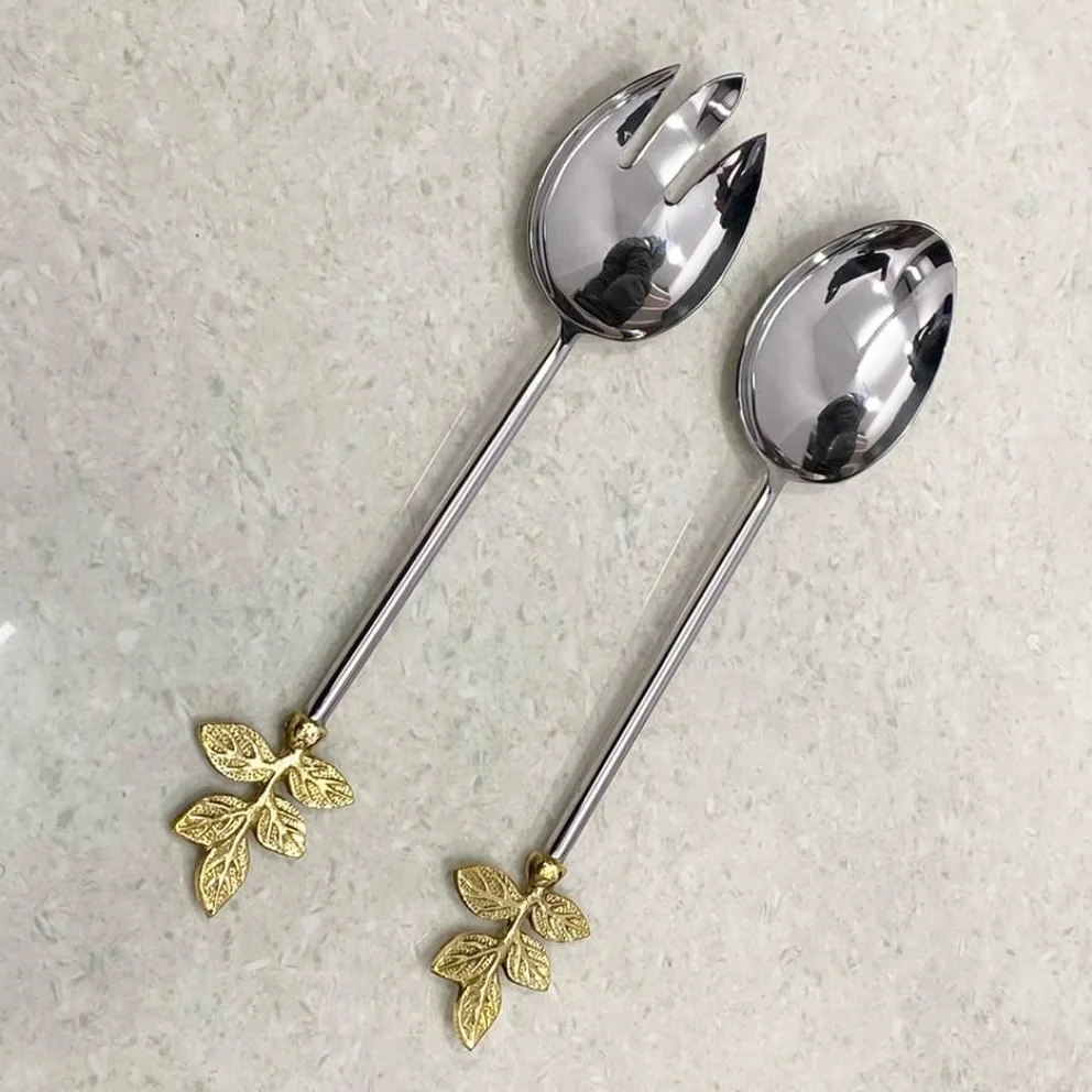 Best Quality Stainless Steel Salad Server With Acrylic Handle Portuguese Cutlery Rainbow Polished Cutlery At Wholesale Price