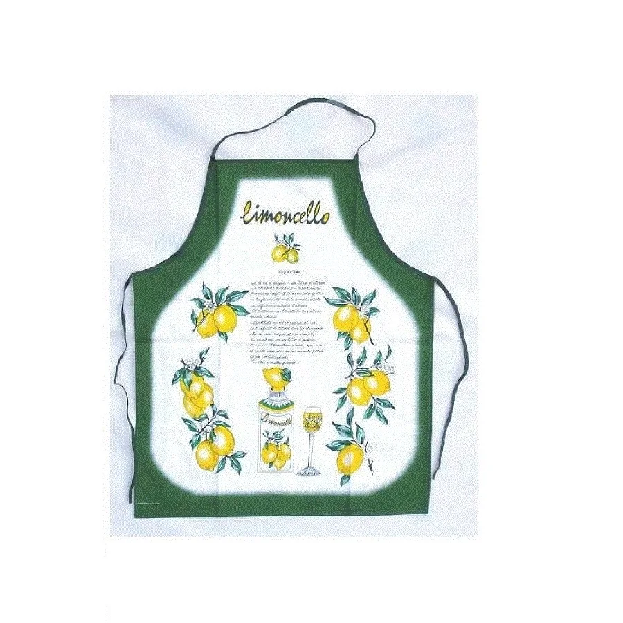 
Green Italian Aprons in Cotton Lemon Patterned 