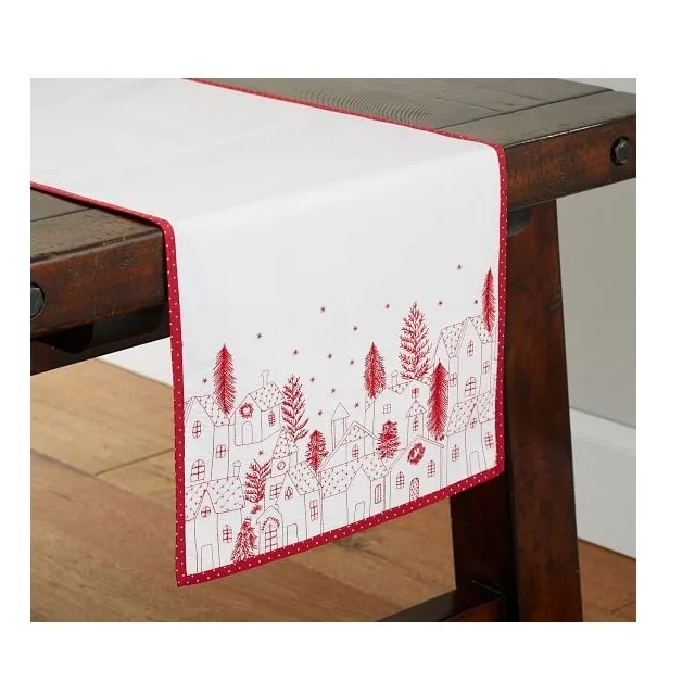 Wholesale luxury flower jacquard Printed hand beaded wedding decorative long table runner Organic Cotton GOTS Certified