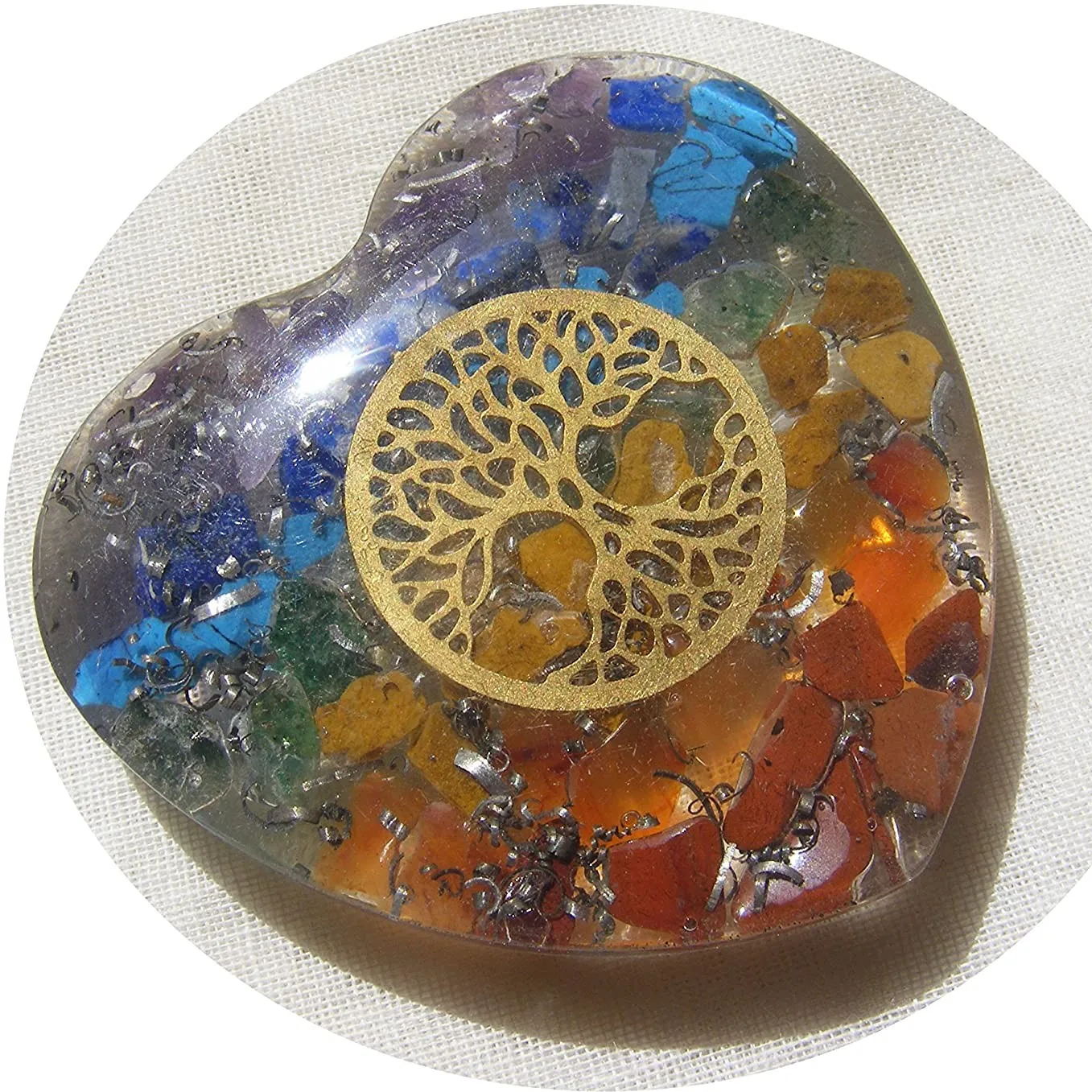 Высокое качество 7 Чакра Сердце Кулон оптовая продажа оргонитовый энергетический кулон для защиты от ЭМП духовного исцеления эпоксидный драгоценный камень чипы